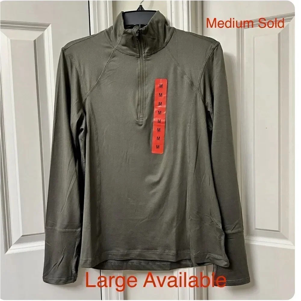 Lukka Lux Women's 1/4 Zip Long Sleeve Athletic Shirt Green Large